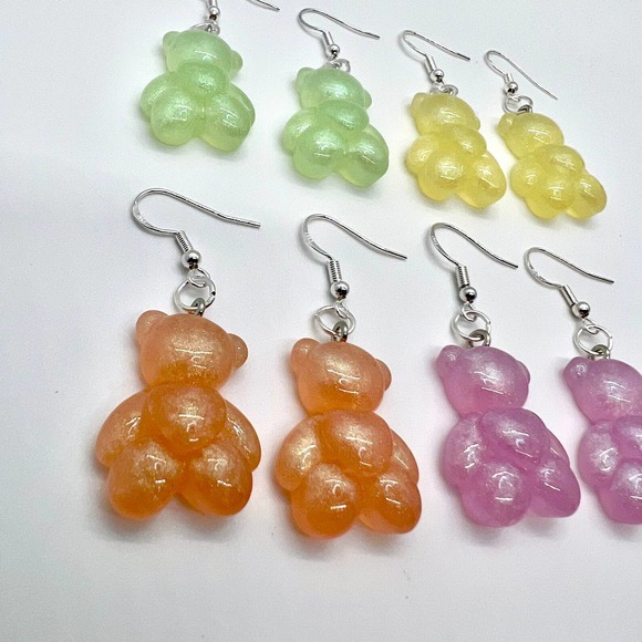 Gummy Bear Earrings - Baby Shower Earrings - Gender Reveal Earrings - Teddy Bear - Picture 2 of 10